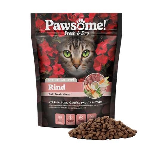 Pawsome! Fresh & Dry Sterilised Rind s hovězím masem 750 g