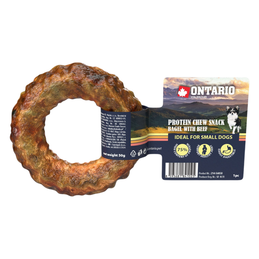 Pochoutka Ontario Protein hovězí, žvýkací bagel 8,9 cm